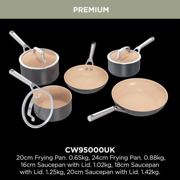 Ninja CW95000UK Ceramic Coated Cookware 5-Piece Set - Apricot & Grey