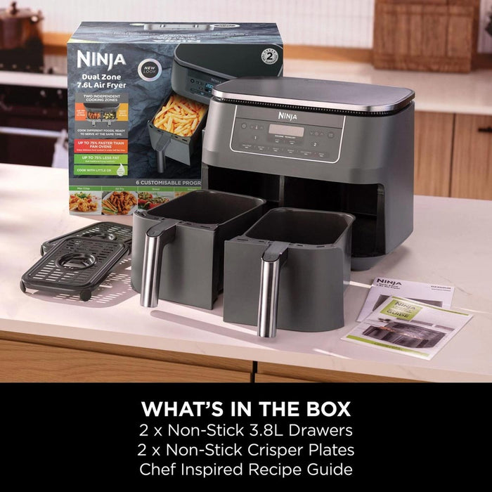 Ninja DZ300UK 7.6L 6-in-1 Dual Zone Air Fryer - Gun Metal Grey