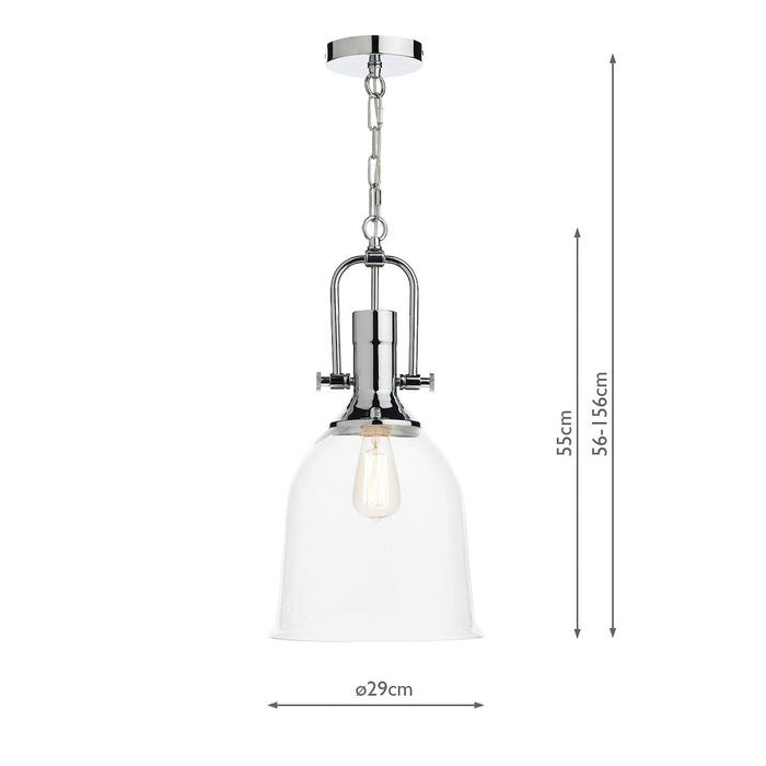 Nolan 1 Light Pendant Polished Chrome/ Clear<br>Polished Chrome