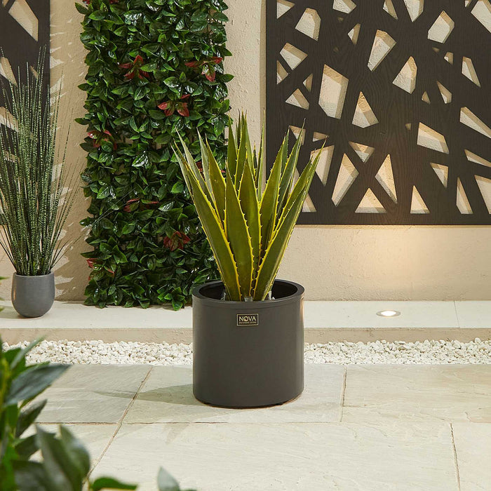 Nova <br> Round Aluminium Planter - Small - Grey