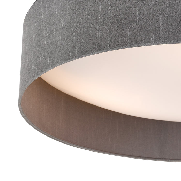 Nysa 3 Light Flush Grey Faux Silk 60cm<br>Grey