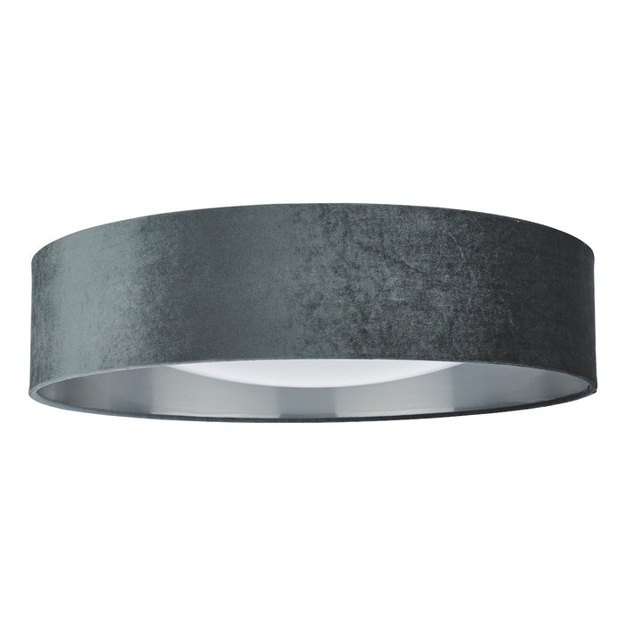 Nysa 3 Light Flush Velvet Dark Grey Shade 60cm<br>Grey