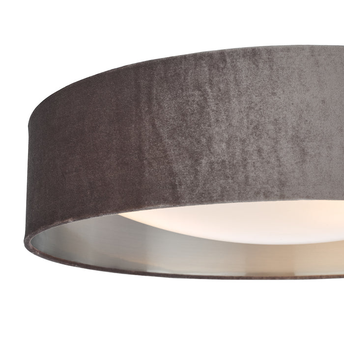 Nysa 3 Light Flush Velvet Mink Shade 60cm<br>Brown