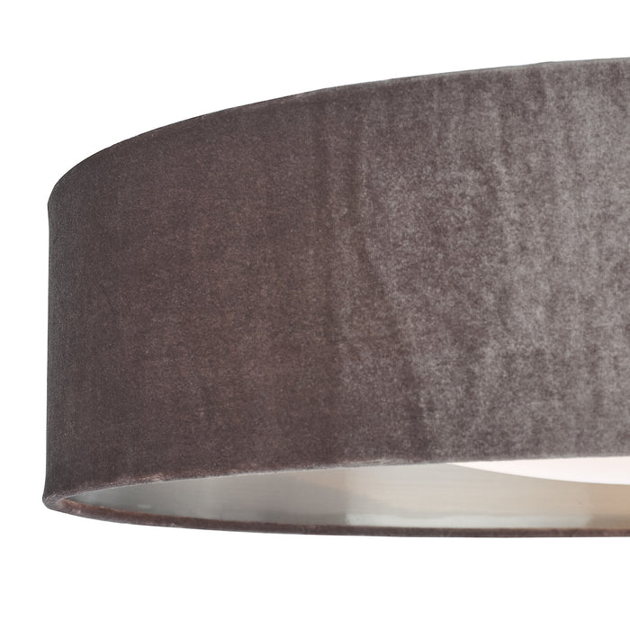 Nysa 3 Light Flush Velvet Mink Shade 60cm<br>Brown