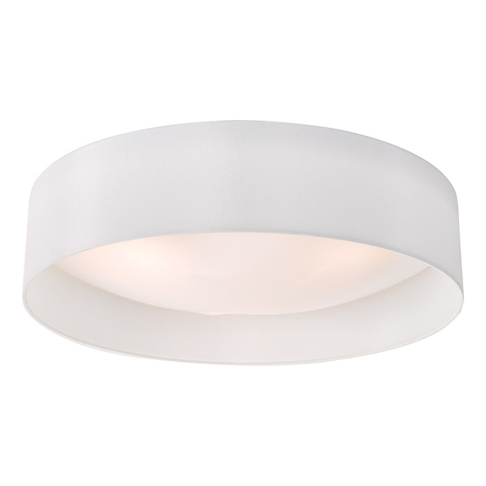 Nysa 3 Light Flush White Faux Silk 60cm<br>White