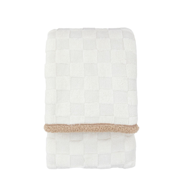 Oakley Checked Sherpa Throw Cream
