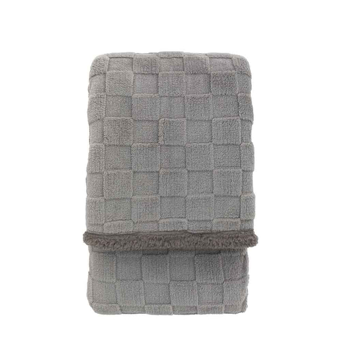 Oakley Checked Sherpa Throw Grey