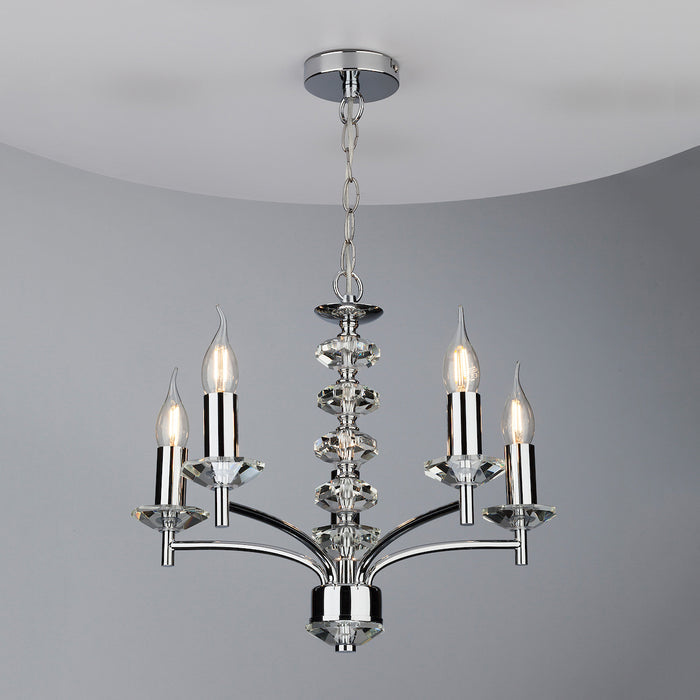 Oleana 5 Light Pendant Polished Chrome Crystal<br>Polished Chrome