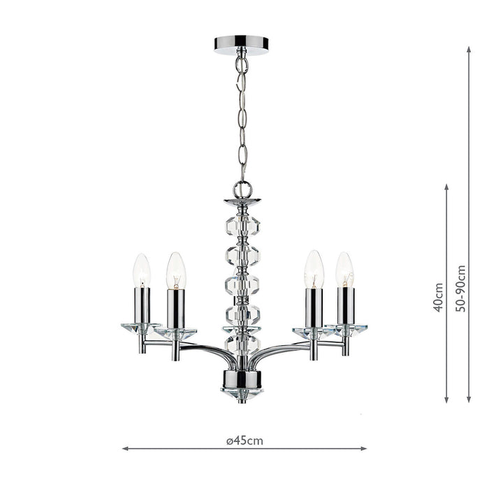 Oleana 5 Light Pendant Polished Chrome Crystal<br>Polished Chrome