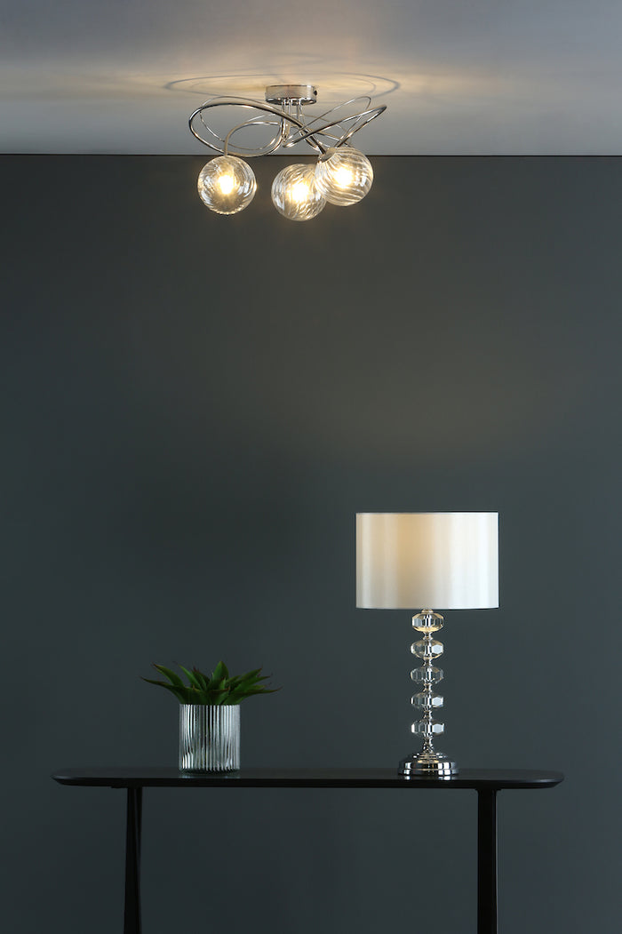 Oleana Table Lamp Polished Chrome Crystal With Shade <br>Polished Chrome