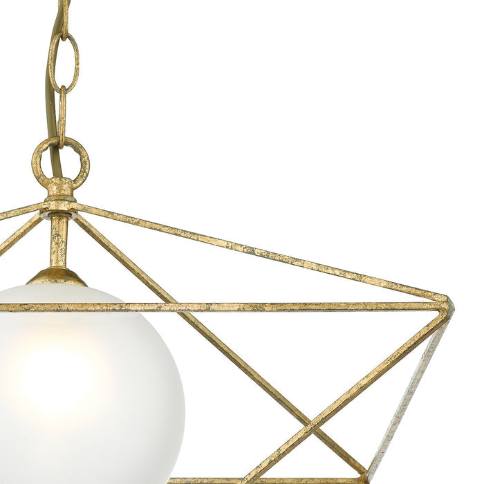 Orsini 1 Light Pendant Antique Gold Opal Glass Shade<br>Gold Leaf