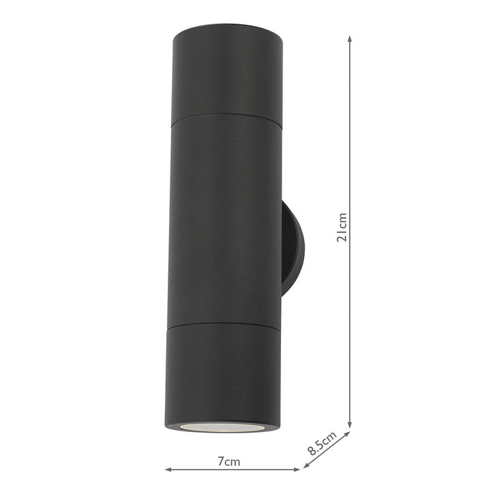 Ortega Outdoor 2 Light Wall Light Matt Black IP65<br>Matt Black