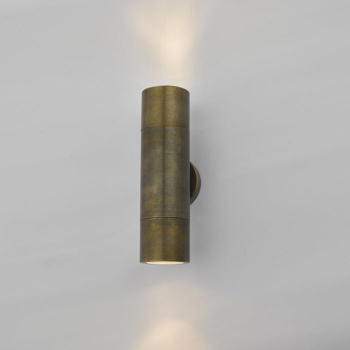 Ortega Outdoor 2 Light Wall Light Natural Brass IP65<br>Aged Brass