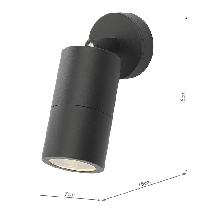 Ortega Outdoor Single Spotlight Matt Black IP65<br>Matt Black