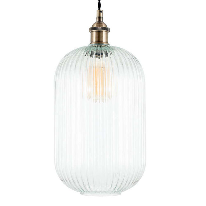 Pacific Abigail Clear Ribbed Glass Tall Pendant 35-312