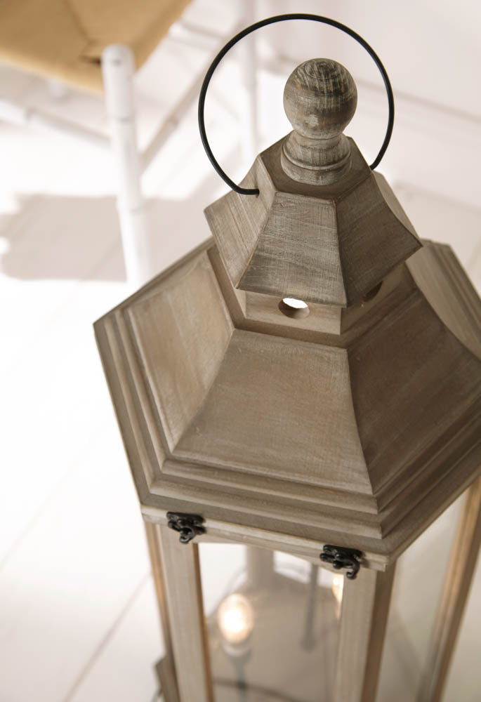 Pacific Adaline Antique Grey Wood Lantern Floor Lamp 32-075-C