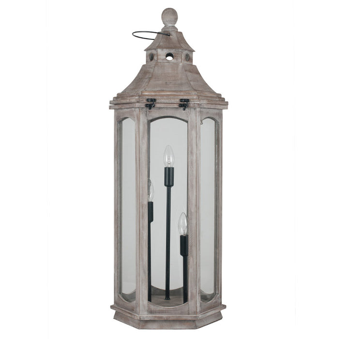 Pacific Adaline Antique Grey Wood Lantern Floor Lamp 32-075-C