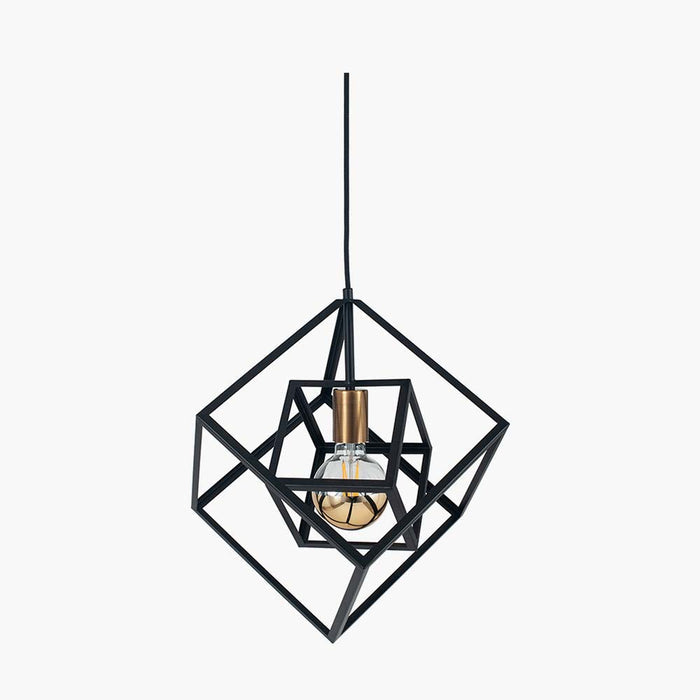Pacific Alessio Matt Black Metal Cube Pendant 35-307