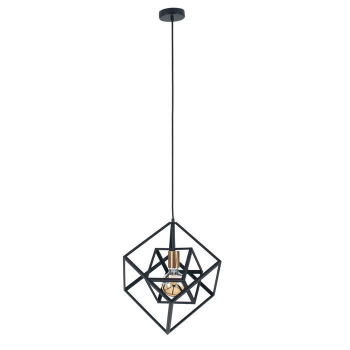 Pacific Alessio Matt Black Metal Cube Pendant 35-307