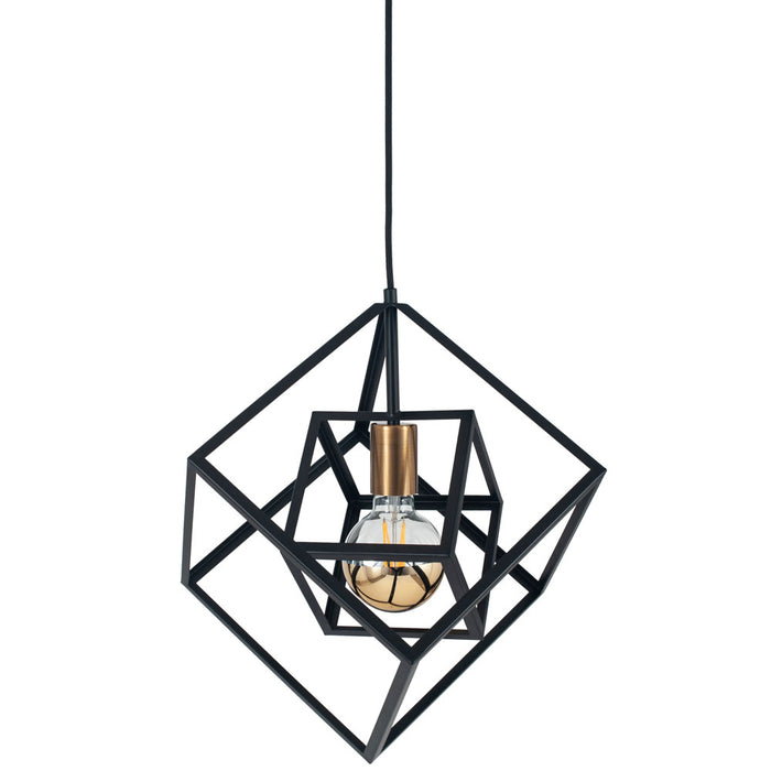 Pacific Alessio Matt Black Metal Cube Pendant 35-307