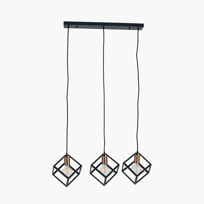 Pacific Alessio Matt Black Metal Three Cube Pendant 35-305