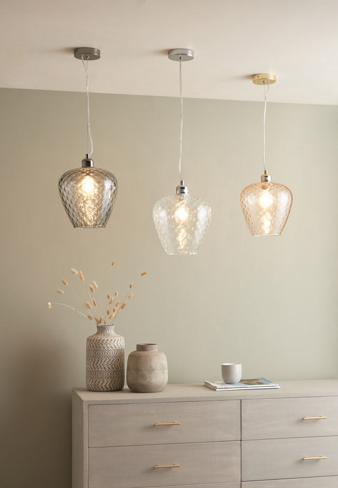 Pacific Almada Textured Clear Glass Electrified Pendant 35-223-K