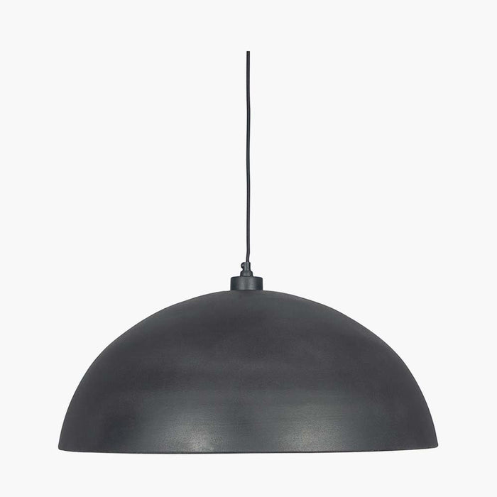 Pacific Anders Matt Black and Gold Leaf Metal Dome Pendant 35-314