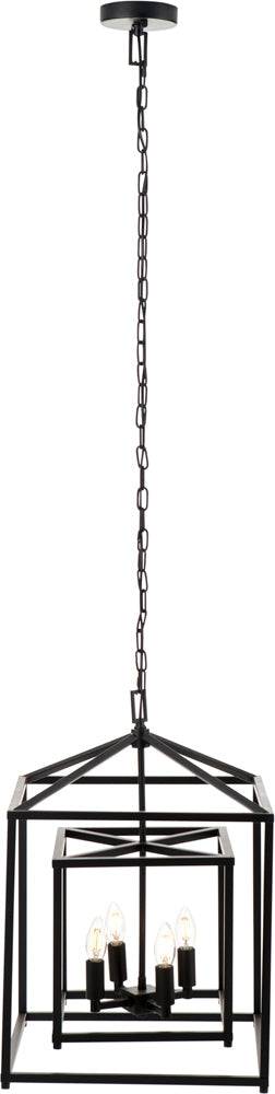 Pacific Anis Black Metal 4 Light Cube Pendant 35-398