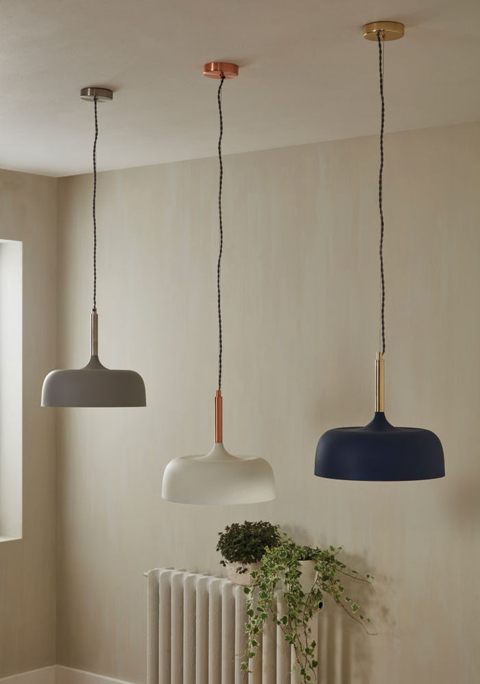 Pacific Anke Matt Grey Domed Metal Pendant 35-234