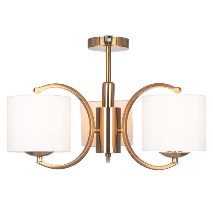 Pacific Arcadia Satin Brass Metal Curved 3 Arm Semi Flush Pendant 35-220
