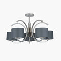 Pacific Arcadia Silver Metal Five Curved Arm Semi Flush Pendant 35-143