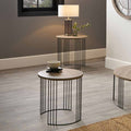 Pacific Atri S/2 Dark Oak Wood Veneer and Black Metal Side Tables