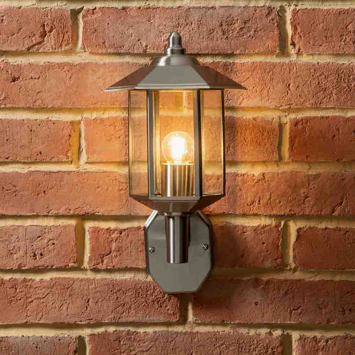 Pacific Bellis Brushed Steel Metal Pagoda Wall Light 40-050