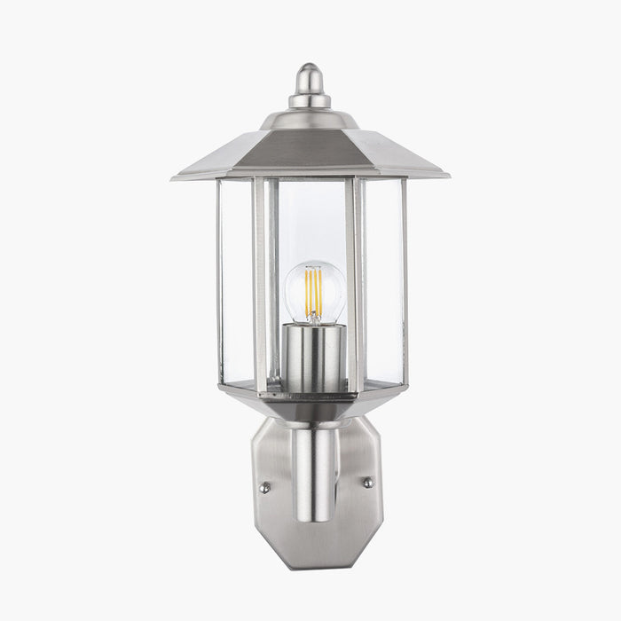 Pacific Bellis Brushed Steel Metal Pagoda Wall Light 40-050