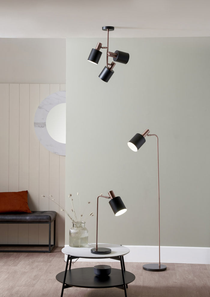 Pacific Biba Black and Antique Copper 3 Light Electrified Pendant 35-154