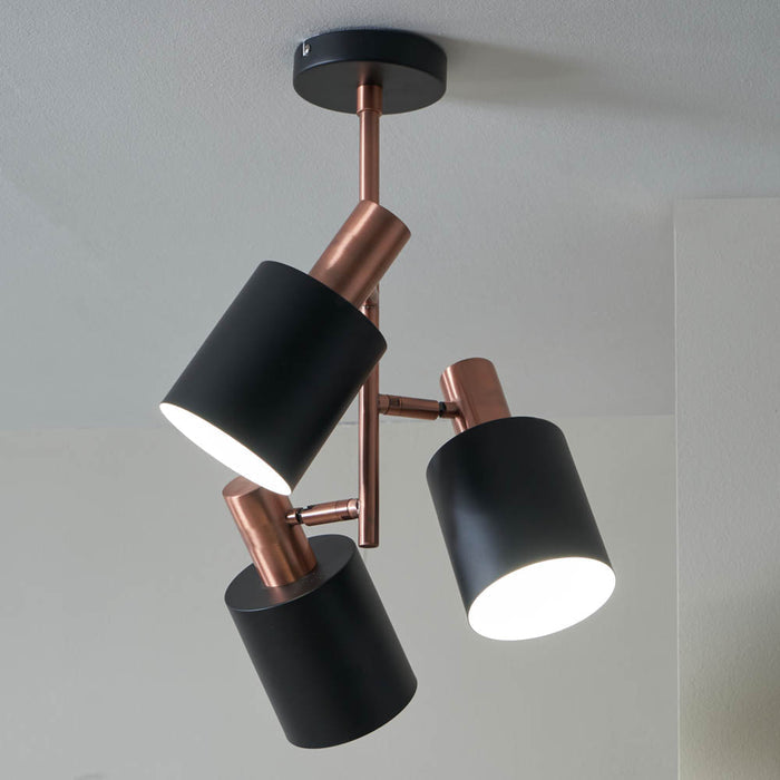 Pacific Biba Black and Antique Copper 3 Light Electrified Pendant 35-154