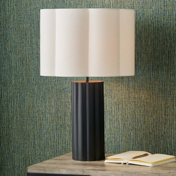 Pacific Bloom 40cm White Handloom Scalloped Cylinder Shade 36-063-16WH