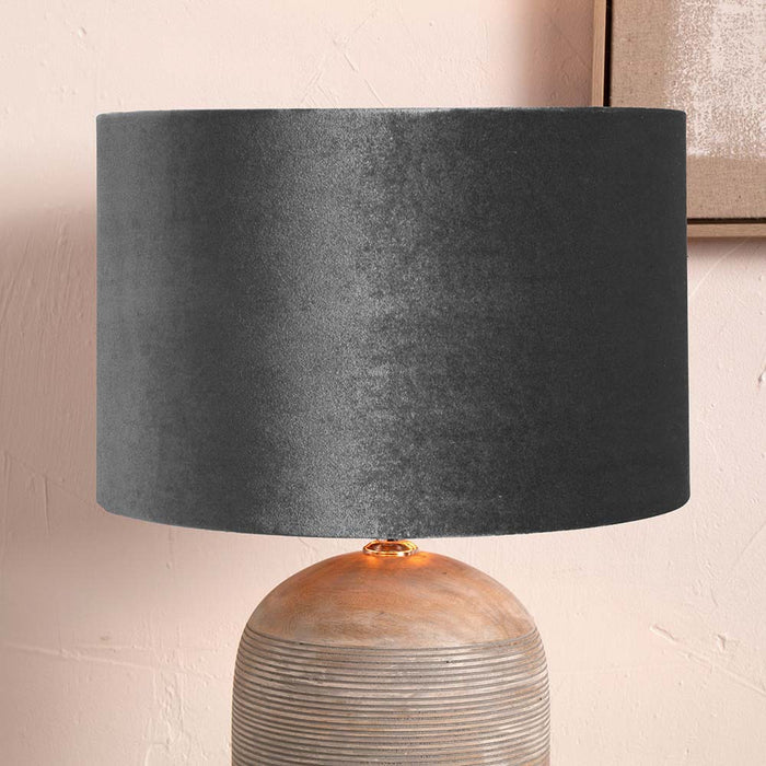 Pacific Bow 25cm Slate Velvet Cylinder Shade 36-041-10SL