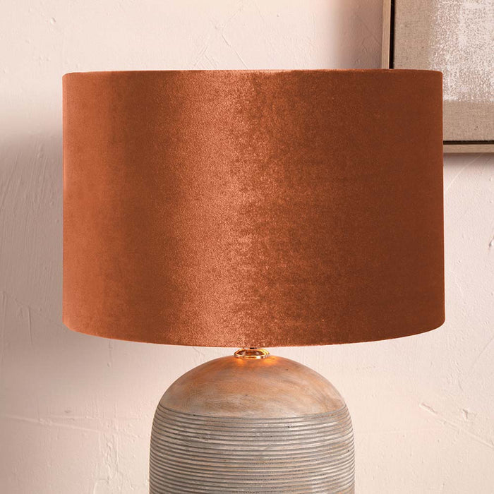 Pacific Bow 45cm Tobacco Velvet Cylinder Shade 36-041-18TO