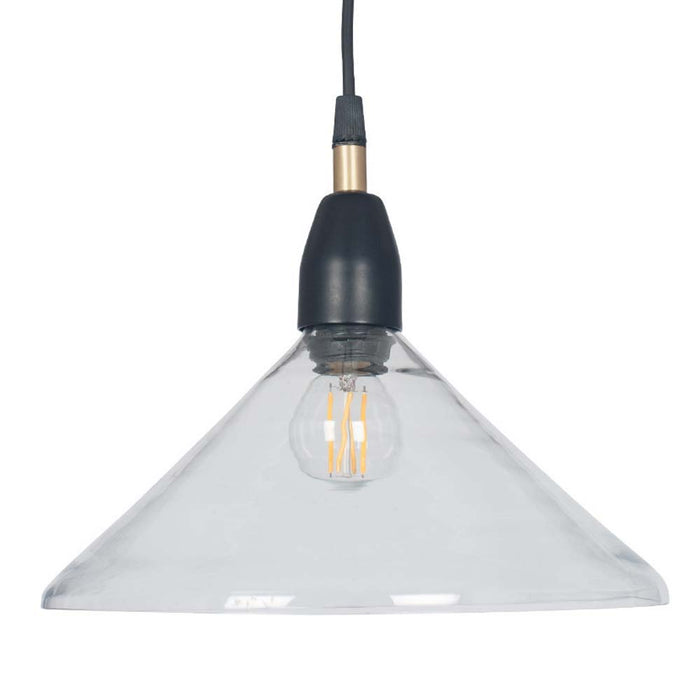 Pacific Canton Matt Black Metal and Glass Cone Pendant 35-186