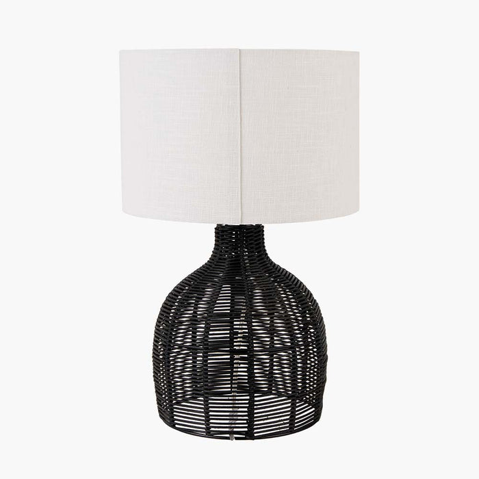 Pacific Caswell Black Rattan Cloche Table Lamp 30-1036-C