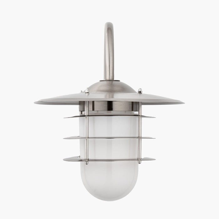 Pacific Centauri Brushed Steel Metal and Opaque Glass Wall Light 40-036