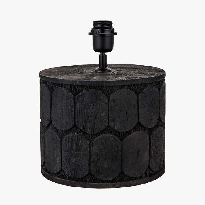 Pacific Cezara Embossed Black Wood Wide Table Lamp 30-969-BO