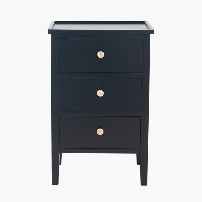 Pacific Chelmsford Satin Black Pine Wood 3 Drawer Unit