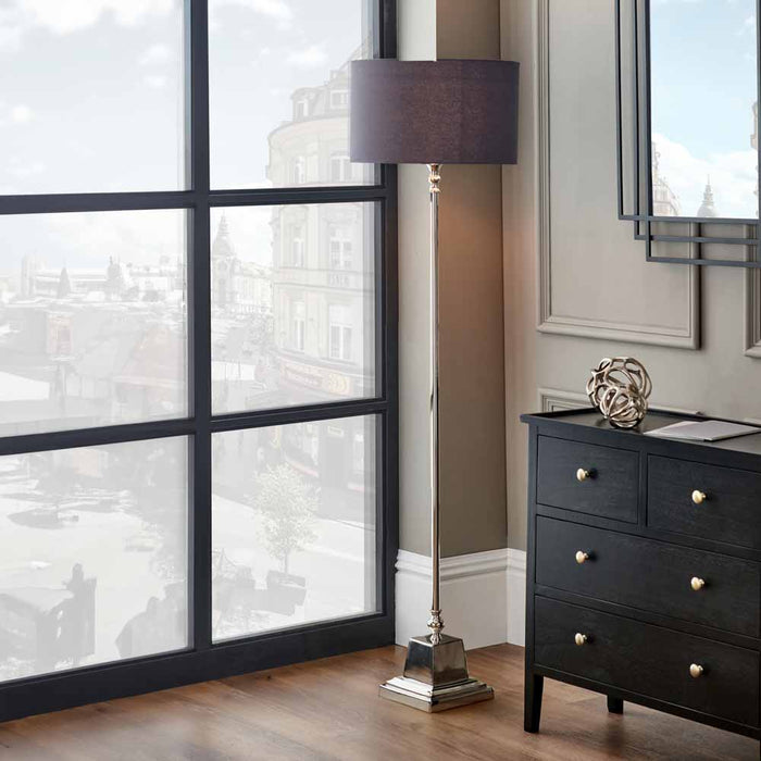 Pacific Claudius Nickel Metal Stick Floor Lamp 32-170-BO