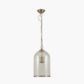 Pacific Cloche Clear Glass and Antique Brass Pendant 35-123
