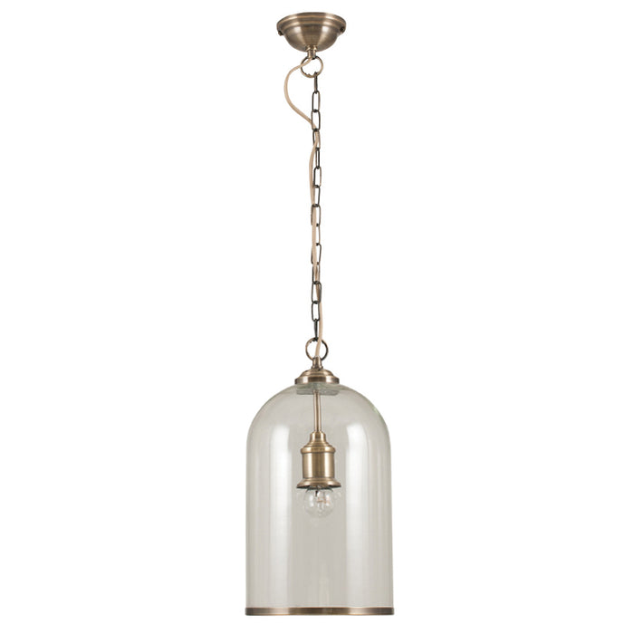 Pacific Cloche Clear Glass and Antique Brass Pendant 35-123