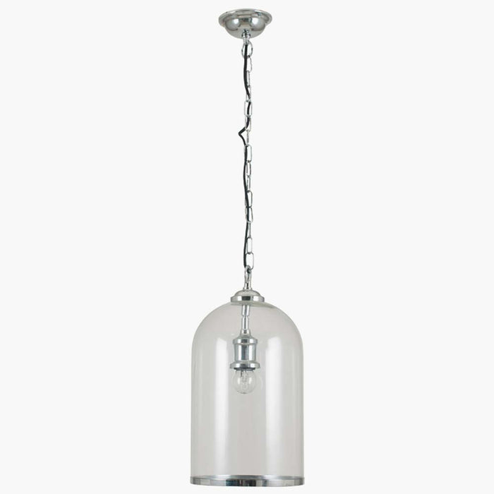 Pacific Cloche Clear Glass and Silver Pendant 35-124