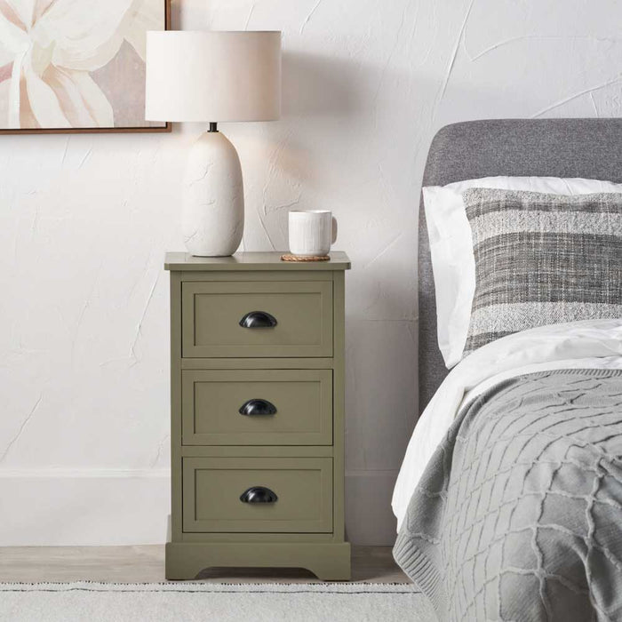 Pacific Croft Olive Pine Wood 3 Drawer Unit