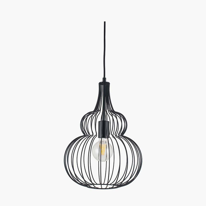 Pacific Dania Matt Black Metal Shaped Wire Pendant 35-300